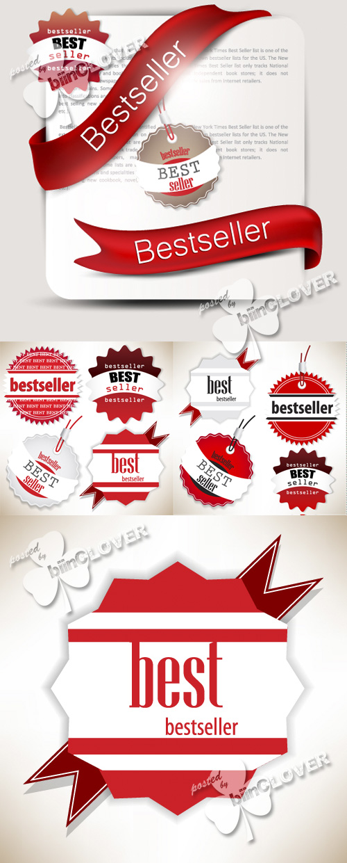Set of red banners and labels 0190