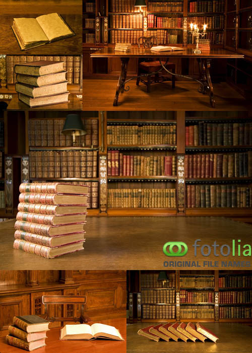 Classic Library and Old Books - Stock Photo '