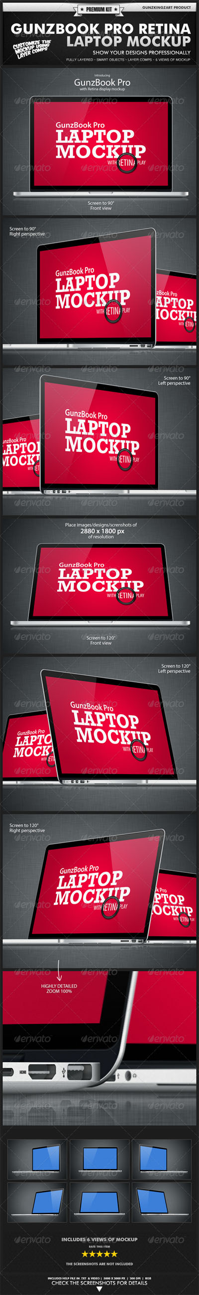 GraphicRiver GunzBook Pro Retina Laptop Mockup