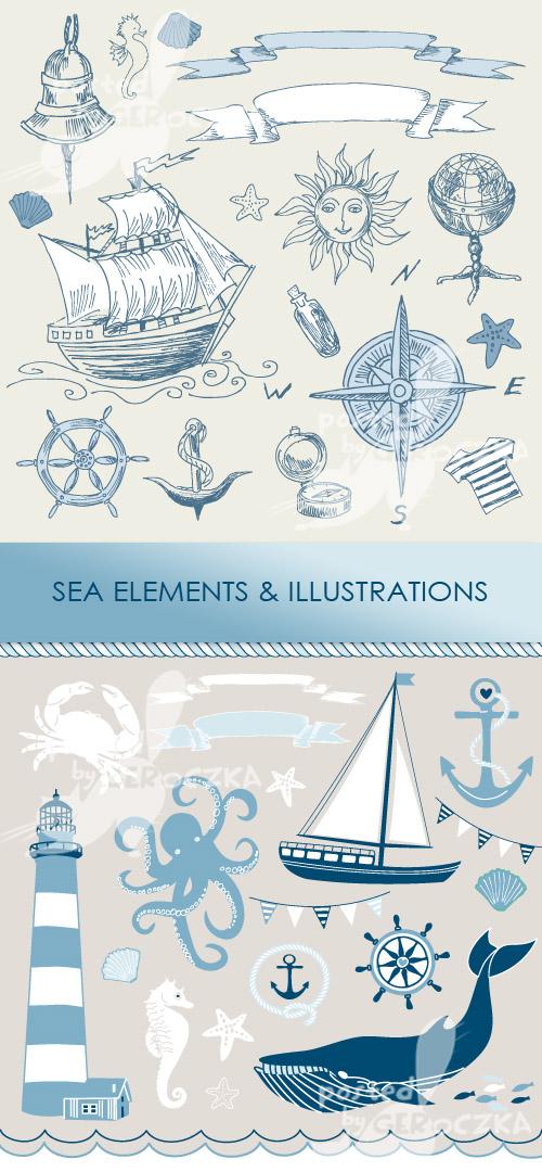 Sea elements and illustrations