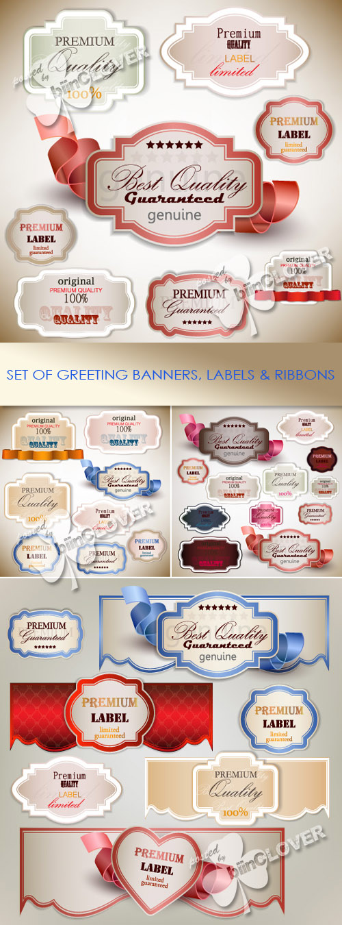 Set of greeting banners, labels and ribbons 0212