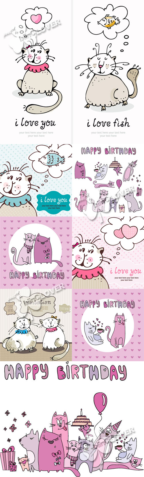 Cute cards with  cartoon cats 0219