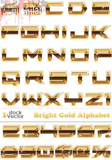 Bright Gold Alphabet Vector  