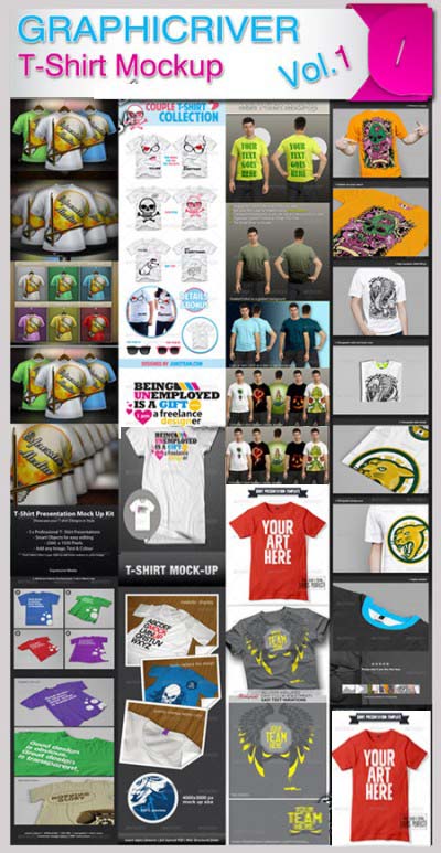 GraphicRiver Design T-Shirt Mock-up Collection Set.1 