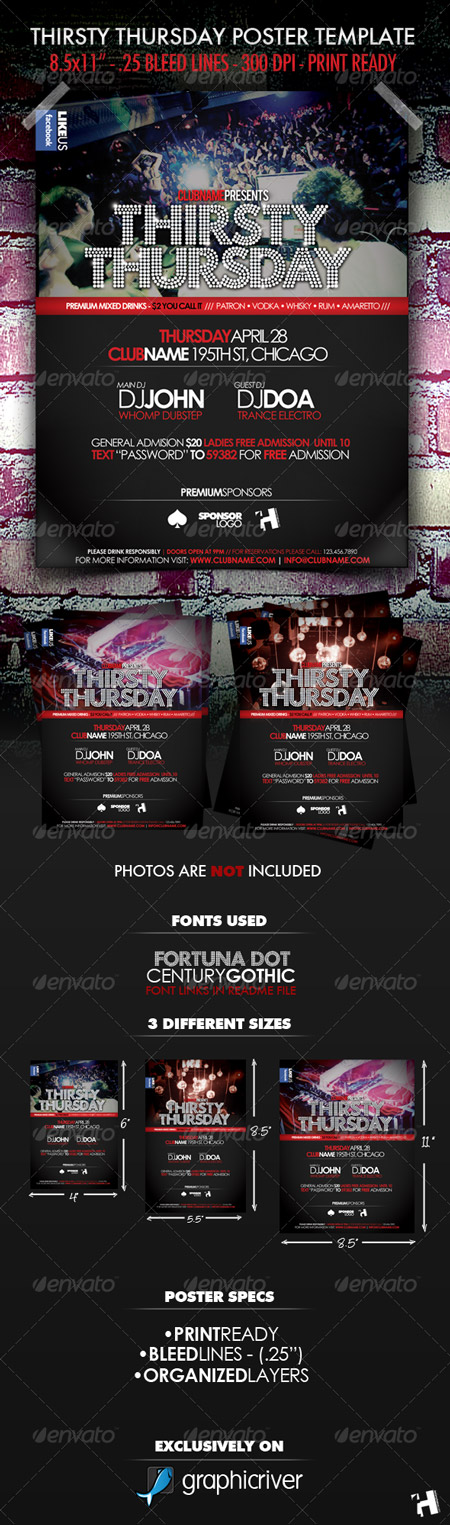 GraphicRiver Thirsty Thursday Club Poster Flyer Template - 78 mb 