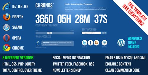 ThemeForest - Chronos Under Construction Template + WP Theme