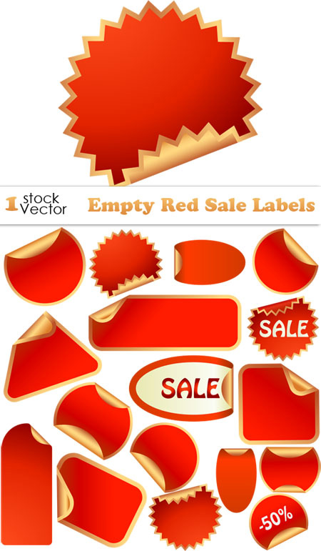 Stock Vector - Empty Red Sale Labels