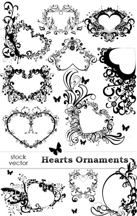 Stock Vector - Hearts Ornaments